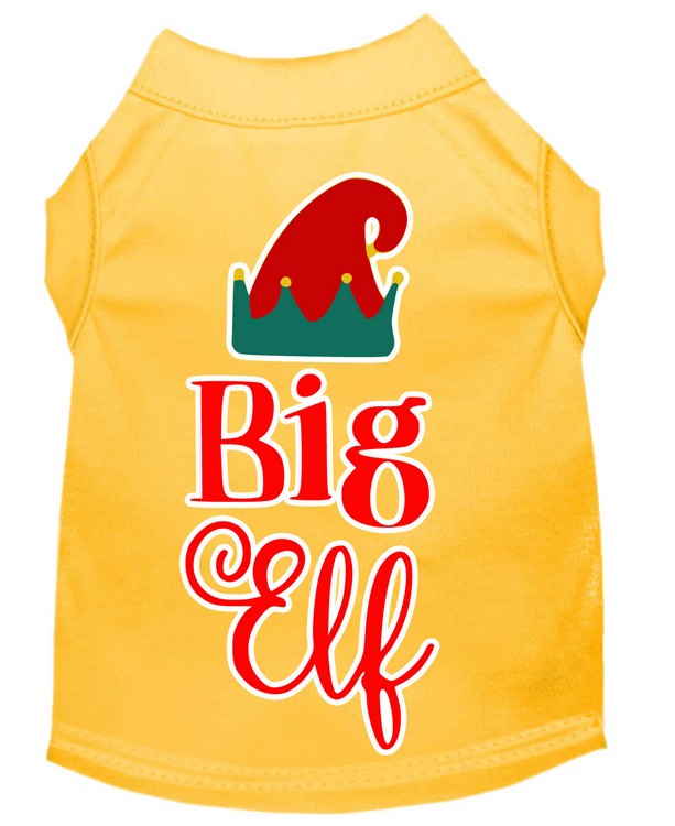 Big Elf Screen Print Dog Shirt Yellow Lg